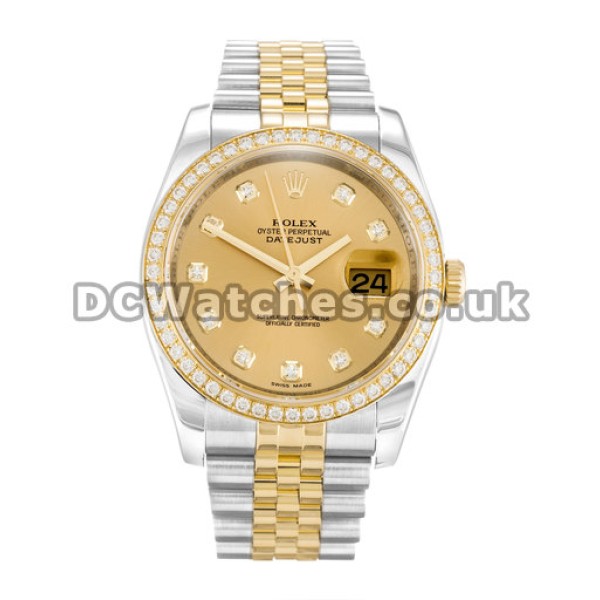 Copy Rolex Datejust 36MM Steel & Yellow Gold Case Diamonds Bezel Watches