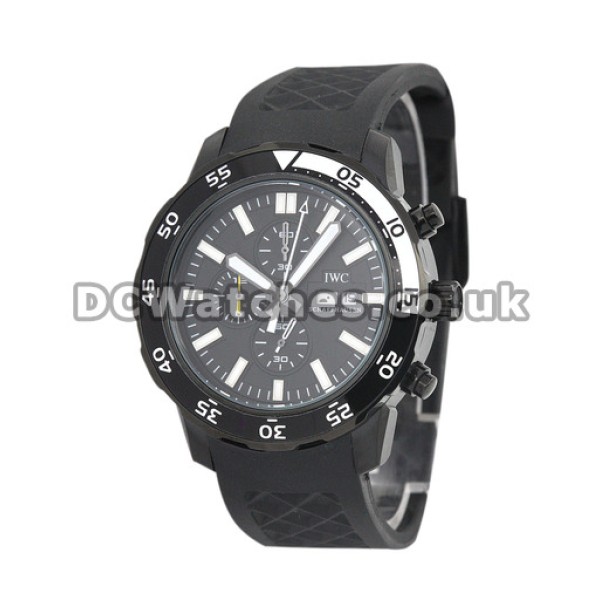 Black IWC Aquatimer 44 MM Steel with PVD Coating Case Quartz Replica Watches