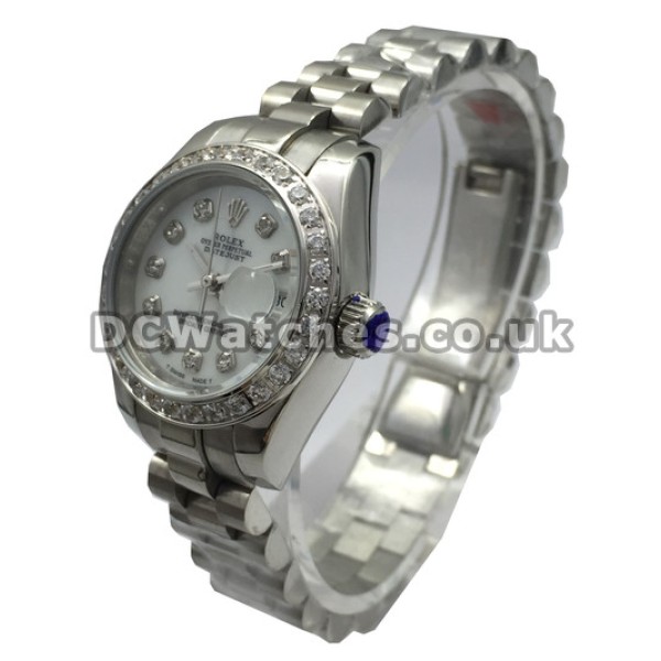 Elegant Steel Rolex Datejust Diamond Bezel Fake Watches For Women