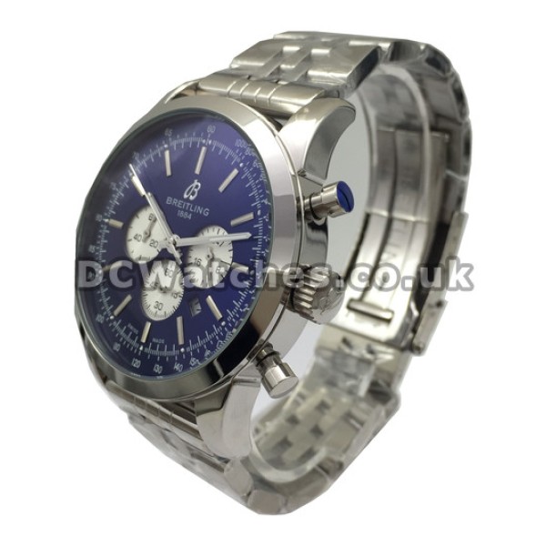Swiss Special Blue Dial Breitling Transocean Chronograph Steel Bracelet Copy Watches