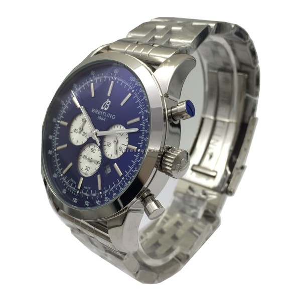 Swiss Special Blue Dial Breitling Transocean Chronograph Steel Bracelet Copy Watches