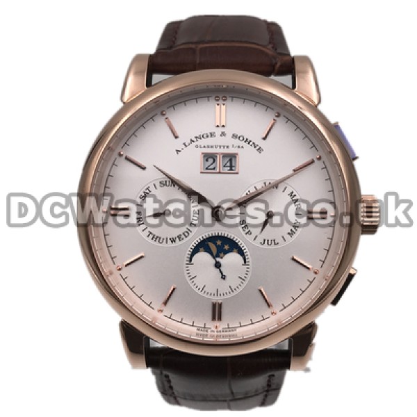 Fashionable Rose Gold Steel Cases 45MM Replica A.Lange & Sohne Saxonia Annual Calendar Watches Sales For Men