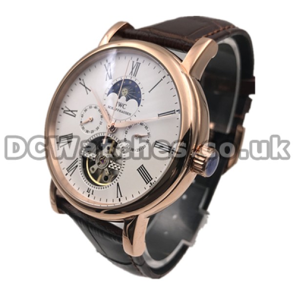 Functional Male 44MM IWC Portofino Fake Watches With Rose Gold Steel Cases Online Sales