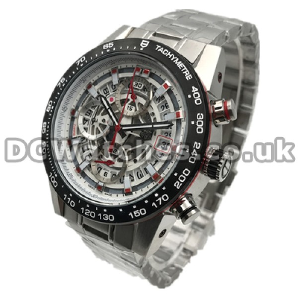 Clear Red Seconds Hands Tag Heuer Carrera Replica Watches Online For Men With White Dials