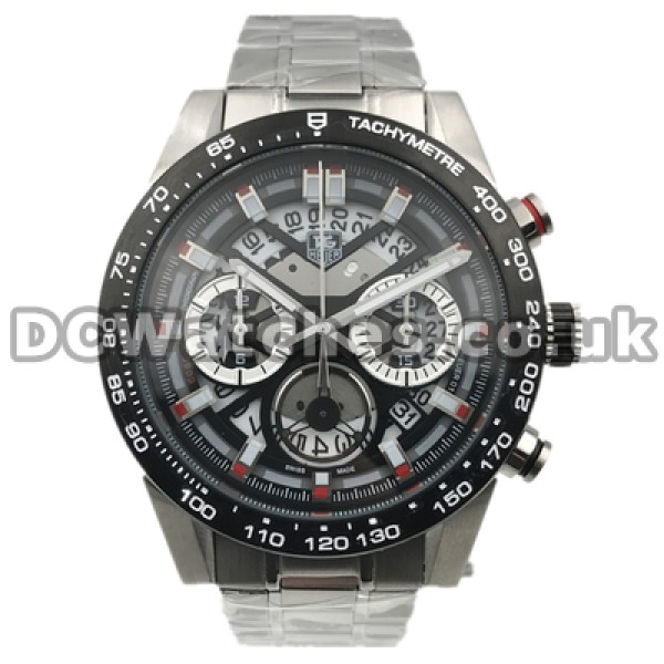 Popular Swiss Black Bezels Male Replica Tag Heuer Carrera Watches With Black Dials