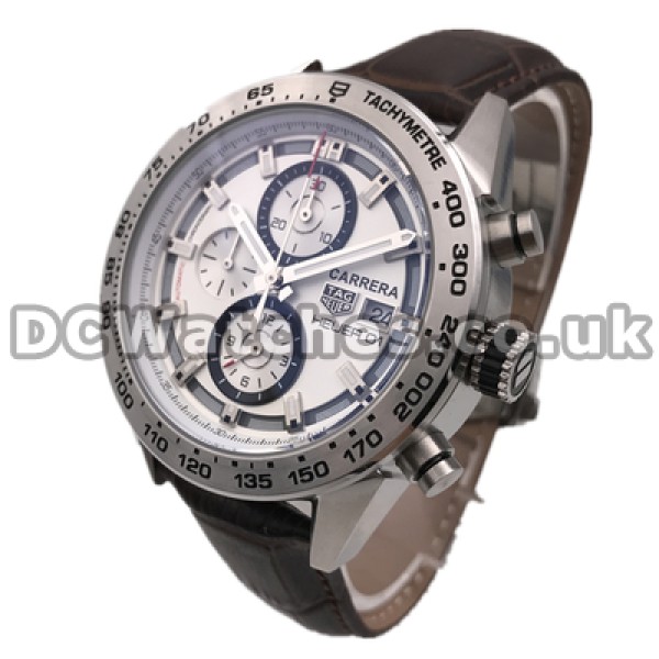 Fashionable Swiss Brown Crocodile Straps Male Tag Heuer Carrera Fake Watches With Quartz Movements Sales