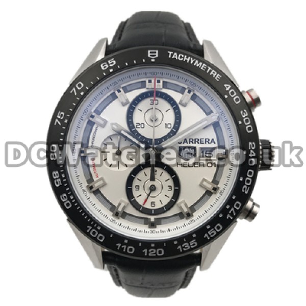 Modern Black Bezels Sales Fake Tag Heuer Carrera Watches For Men With Black Crocodile Straps