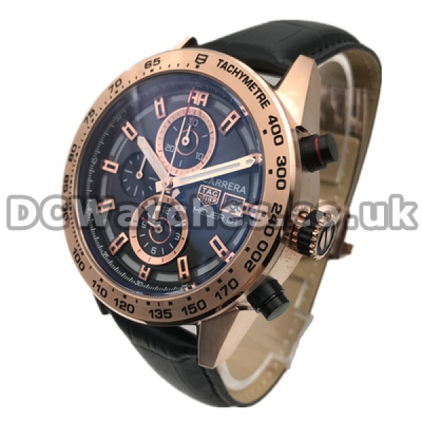 Swiss 46MM Male Black Dials Tag Heuer Carrera Replica Quartz Watches Online