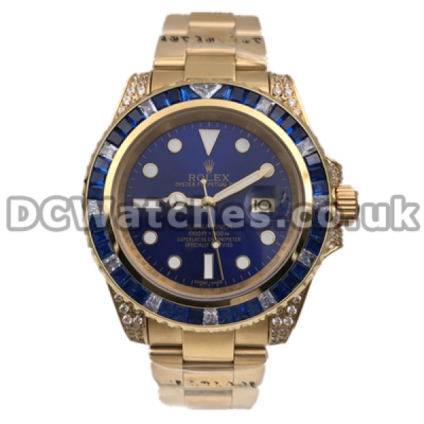 Male Fashionable 40MM Fake Rolex Submariner Watches With Gold Steel Cases Set Auger