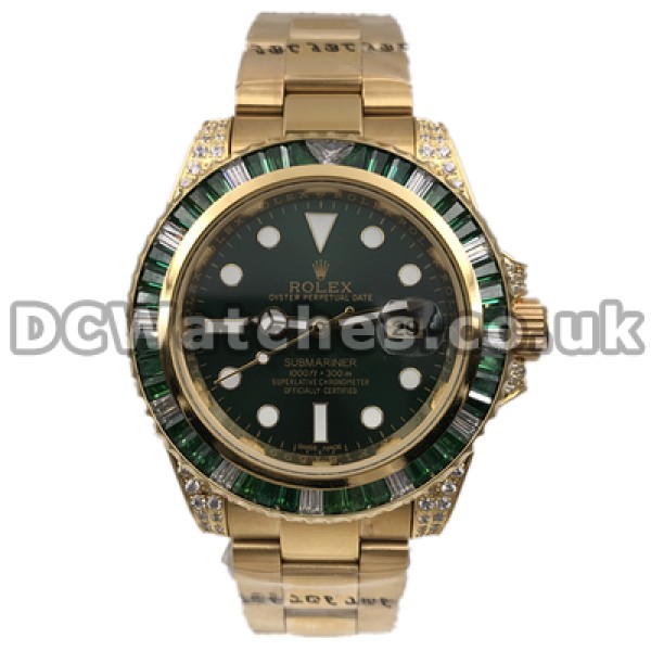Glorious 40MM Green Dials Rolex Submariner Fake Male Watches With Automatic Movements Online