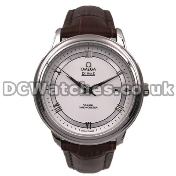 Automatic 40MM Omega De Ville Hour Vision Fake Male Watches With Brown Straps