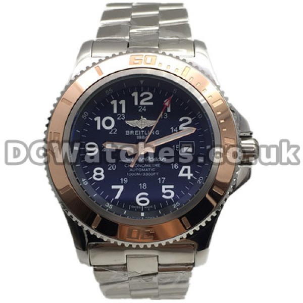 UK Black Dials 44MM Breitling SuperOcean Heritage Replica Watches With Steel Bracelets