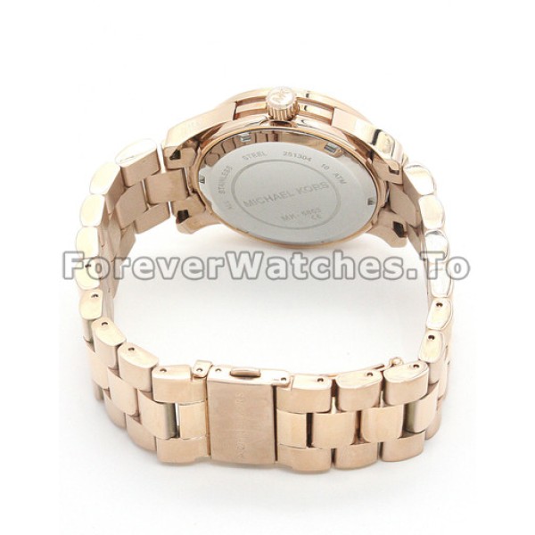 Pretty Rose Gold Dials MICHAEL KORS Fake Watches With Roman Numerals UK Sale