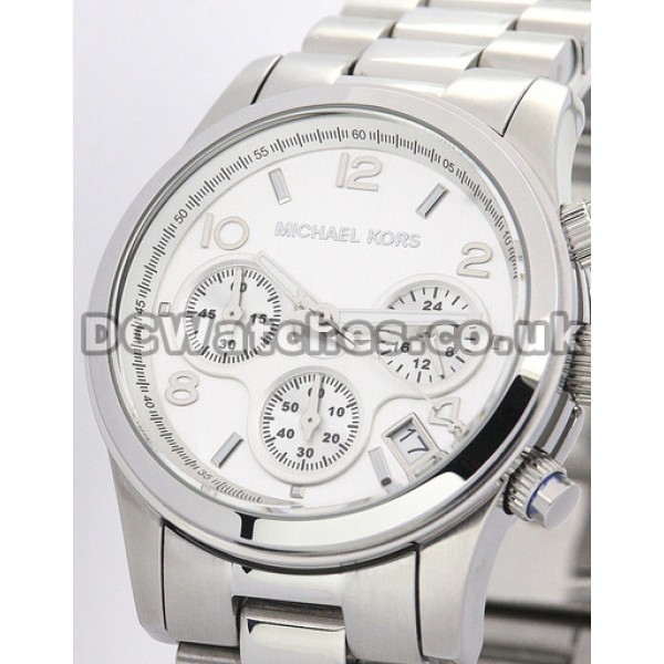 Sturdy 38MM Steel MICHAEL KORS Replica Watches With White Dials For UK