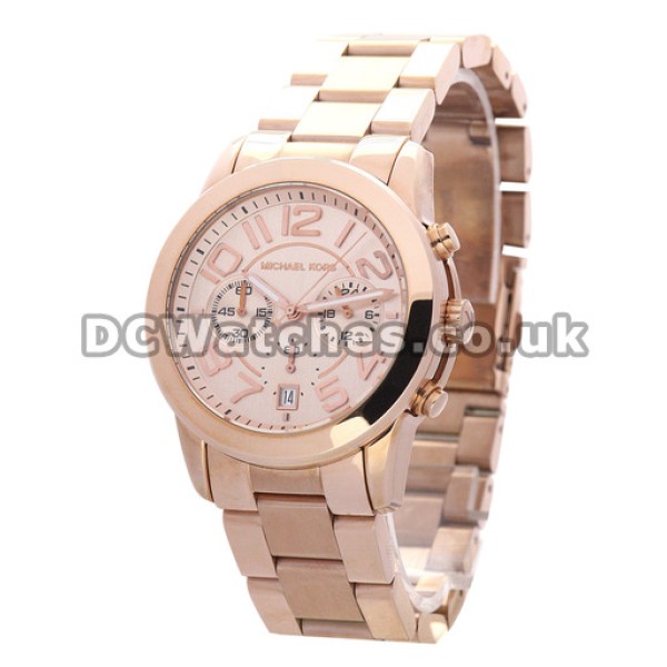 New 41MM MICHAEL KORS Fake Watches With Rose Gold Dials And Arabic Numerals