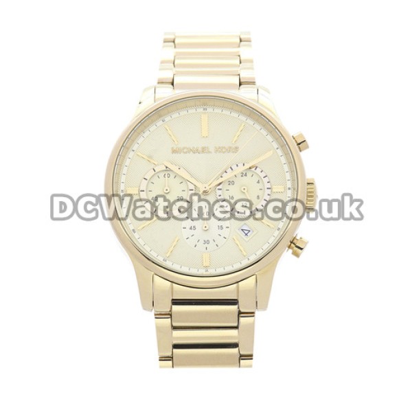 38MM Gold & Steel Cases And Bracelets MICHAEL KORS Replica Watches With Gold Dials
