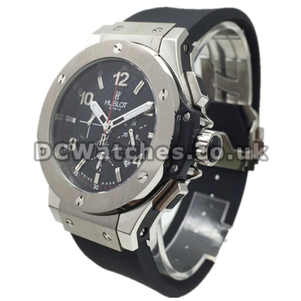 Arabic Numerals 44MM Hublot Fake Watches With Black Dials And Red Second Hands UK