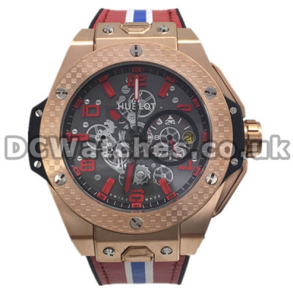 Male 48MM Hublot Fake Watches With Rose Gold & Steel Cases Popular Sale UK