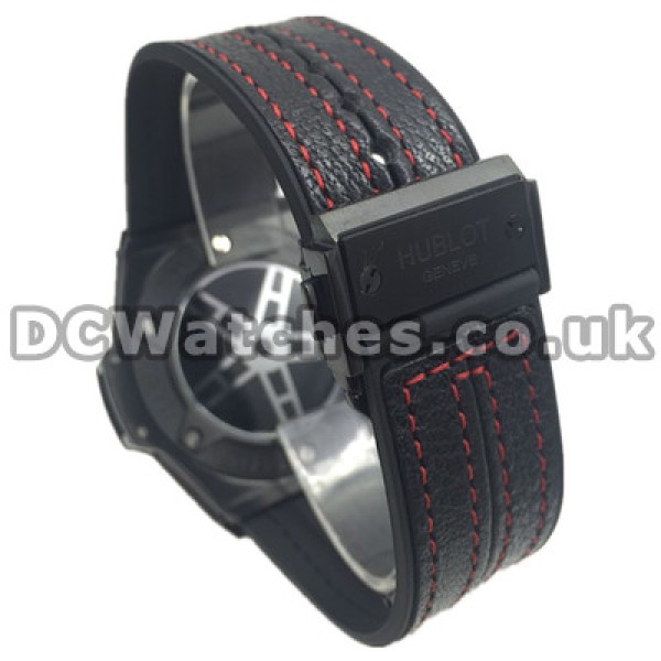 New Tungsten Steel Cases Hublot Quartz Replica Watches With Cool Black Cowhide Straps
