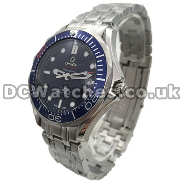 Popular Blue Bezels Omega Seamaster 300M Replica Watches With Blue Dials For UK