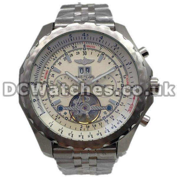 High-end Steel Cases Breitling Bentley Fake Watches With White Dials For Men UK