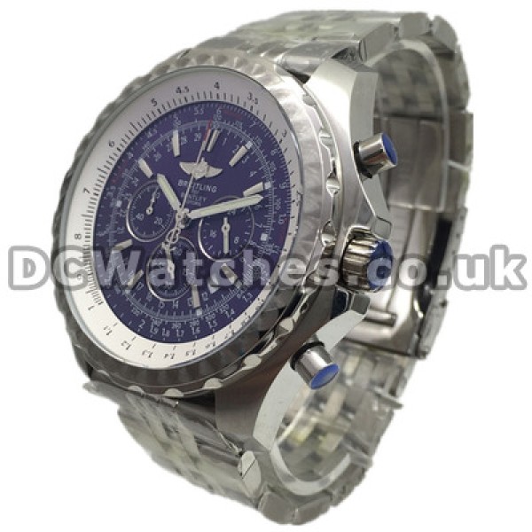 Fashionable Blue Dials Breitling Bentley Replica Watches With 48MM Steel Cases For UK