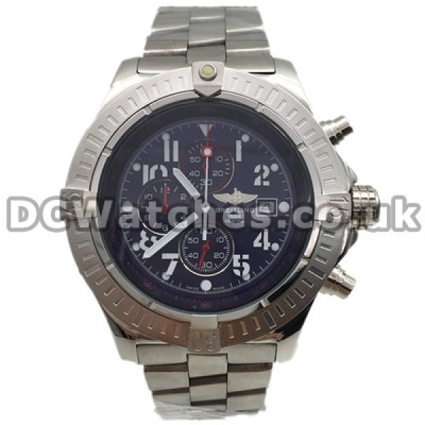 Functional Quartz Breitling Super Avenger Copy Watches With Black Dials And Small Red Hands