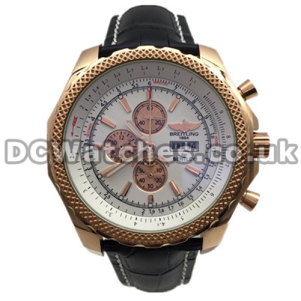 Attractive UK Red Steel Bezels Breitling Bentley Motors Fake Watches With White Dials Online Sale