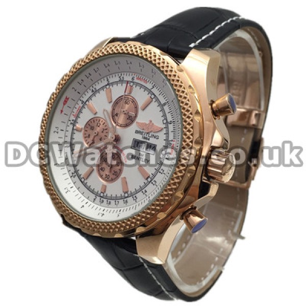Attractive UK Red Steel Bezels Breitling Bentley Motors Fake Watches With White Dials Online Sale