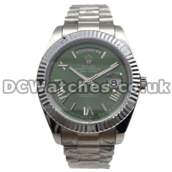 Special Swiss Green Dials Rolex Day-Date II Replica Watches With Silver Roman Numerals