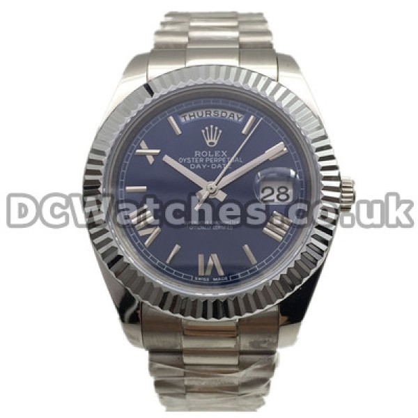 Pretty 41MM Rolex Day-Date II Roman Numerals Fake Watches With Blue Dials UK Online