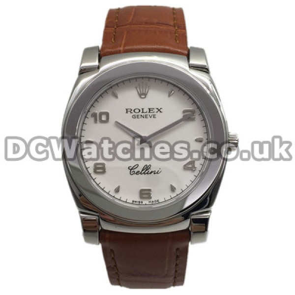Swiss Luxury White Gold Cases Rolex Cellini Replica Watches With White Dials Men Sale