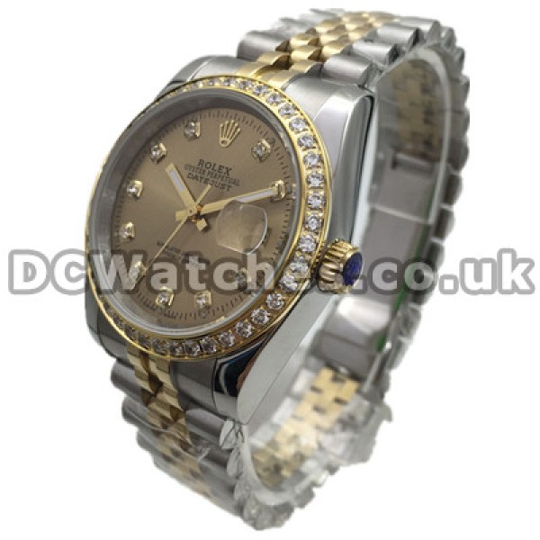 Valuable Diamond Bezels Rolex Datejust 36MM Replica watches With Steel & Yellow Gold Cases And Bracelets