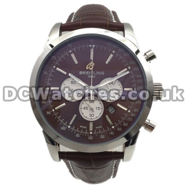 Popular Swiss Coffee Dials Breitling Transocean Chronograph 43MM Steel Cases Fake Watches