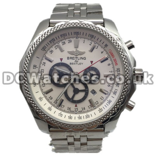 New Swiss White Dials Breitling Bentley GT Replica Watches For Men With Quartz Movement