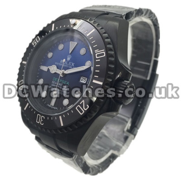 Automatic UK Black Ceramic Bezels Rolex Deepsea Replica Watches With Blue & Black Dials