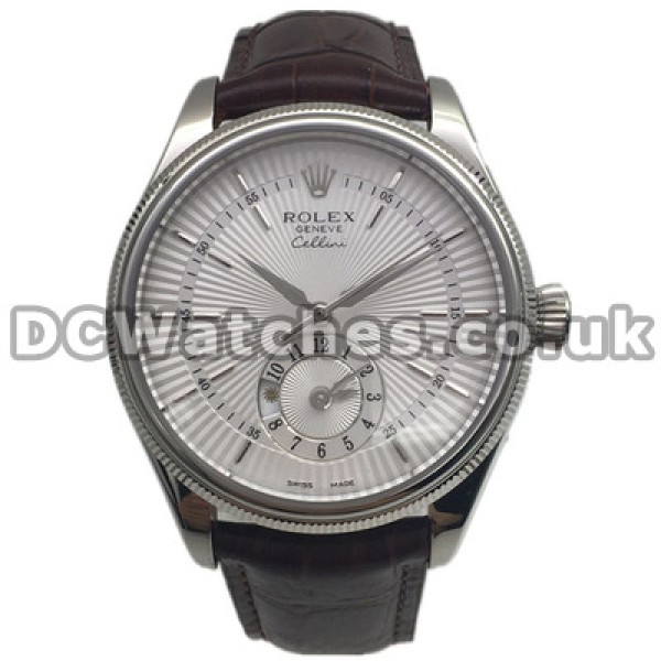 Classic Steel Cases 39MM Rolex Cellini Copy Watches For UK With White Dials