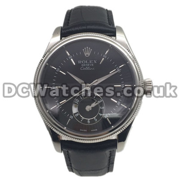 Sale UK Black Alligator Straps Rolex Cellini Replica Watches With Black Dials Online