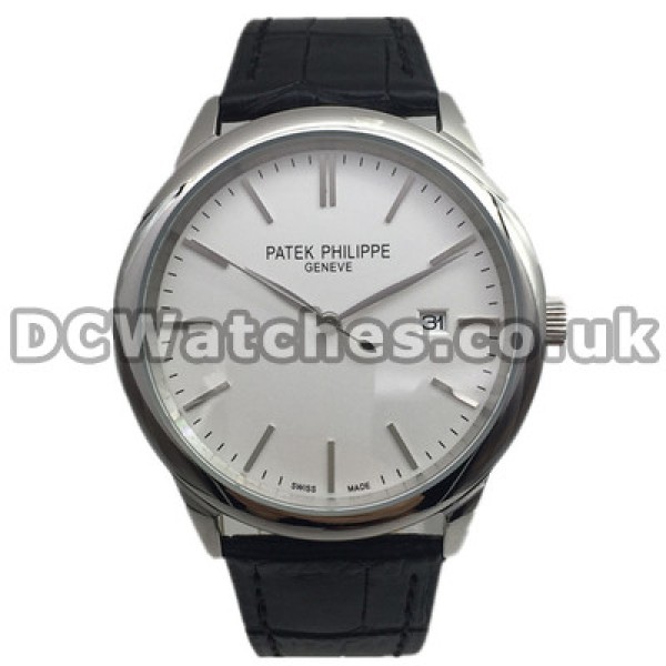 Silver Stripe Indexes UK Philippe Calatrava Replica Watches For Men With Steel Cases