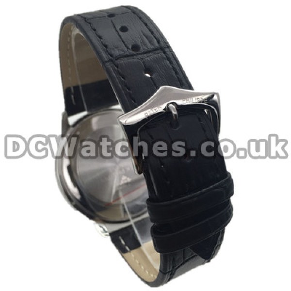 Silver Stripe Indexes UK Philippe Calatrava Replica Watches For Men With Steel Cases