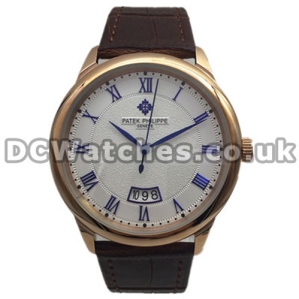 43MM UK Rose Gold Steel Cases Patek Philippe Calatrava Replica Watches With White Dials