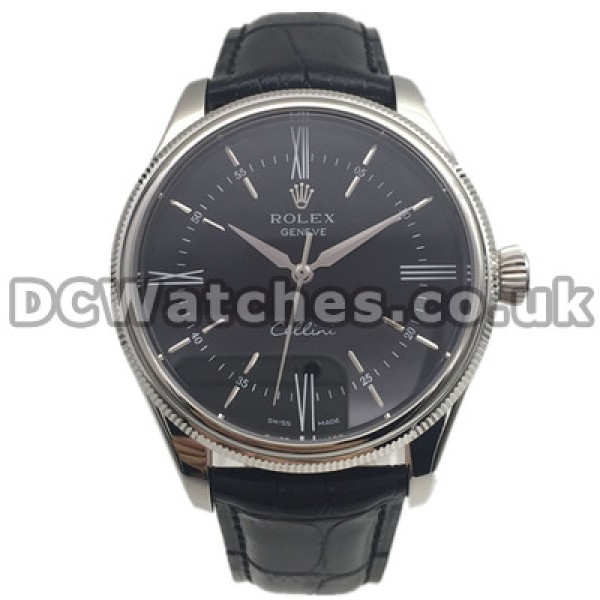 Self-winding Movements Rolex Cellini Replica Watches UK With Steel Cases And Black Dials