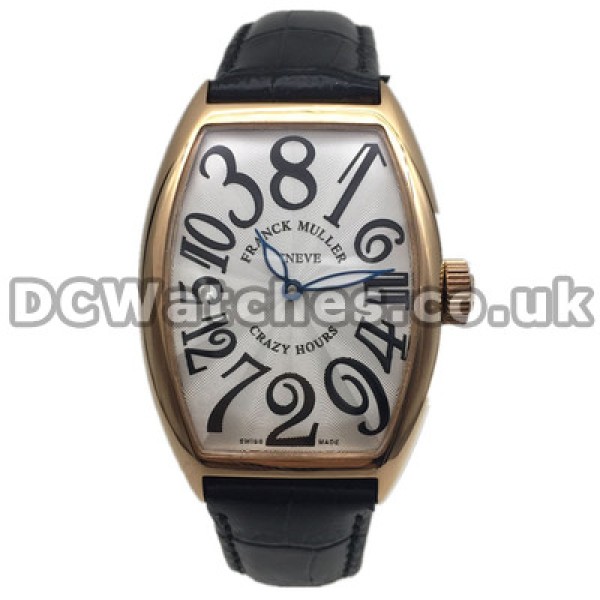 Rose Gold Steel Cases Typical Franck Muller Sunset Fake Watches With White Dials UK