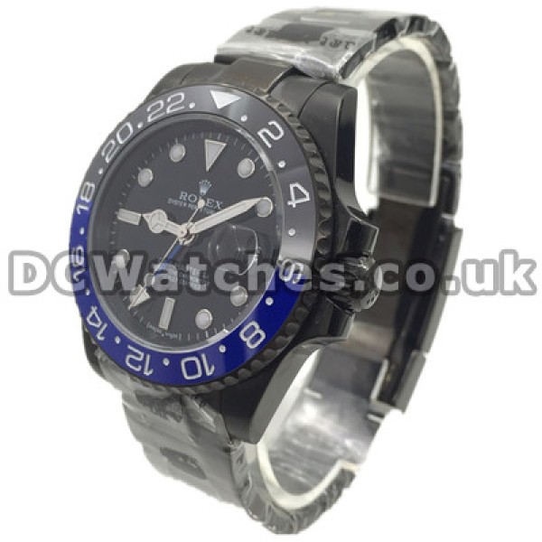 New Blue And Black Ceramic Bezels 40MM Rolex GMT Master II Fake Watches With Black Dials