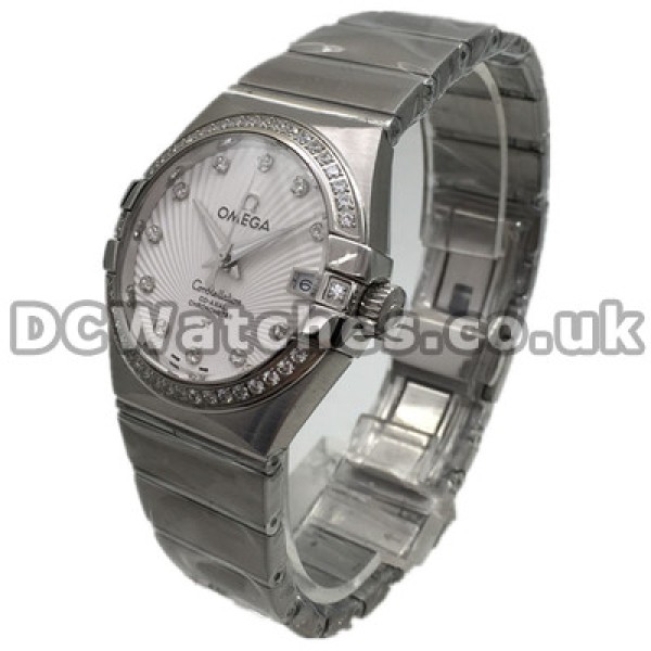 Attractive Diamond Indexes 35MM Omega Constellation Fake Watches With Steel Cases And Bracelets
