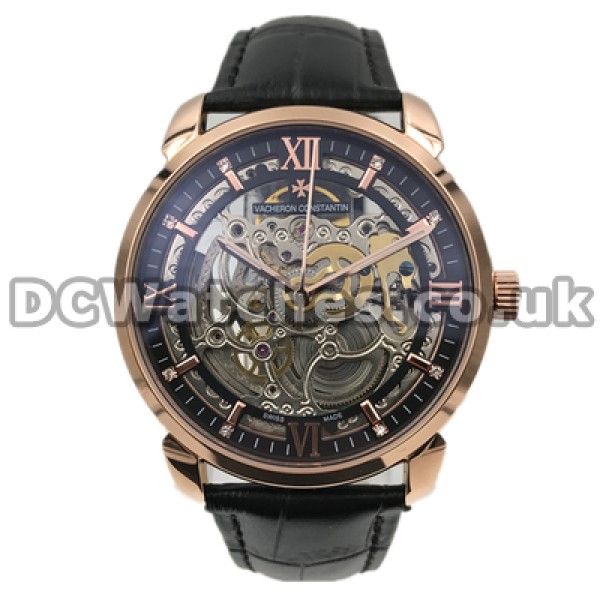 Complex Gold Steel Cases Replica Vacheron Constantin Patrimony Watches For Men With Roman Numerals