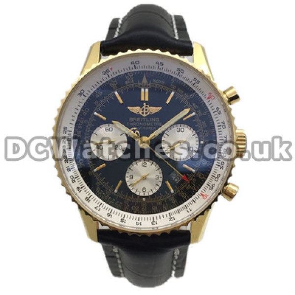 Popular Black Crocodile Straps Breitling Navitimer Fake Watches With Black Dials Sale
