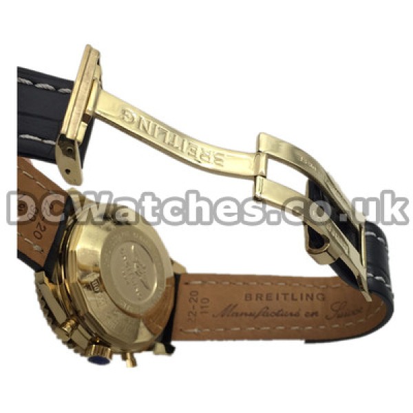 Popular Black Crocodile Straps Breitling Navitimer Fake Watches With Black Dials Sale