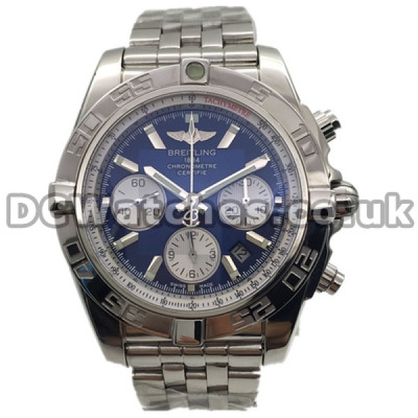 Novel Blue Dials 44MM Breitling Avenger Fake Watches With Steel Bracelets For Men