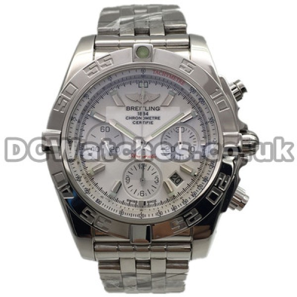 Classic White Dials Male Breitling Avenger Copy Watches With Silver Steel Cases And Bracelets